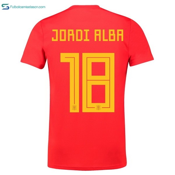 Camiseta España 1ª Jordi Alba 2018 Rojo